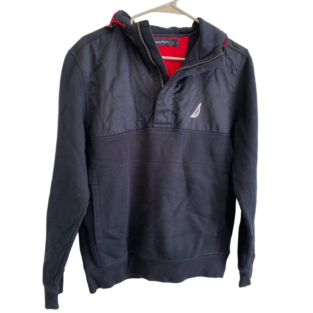 NAUTICA Women’s Navy 1/4 Zip Pullover Kangaroo Pocket Jacket Size: Small